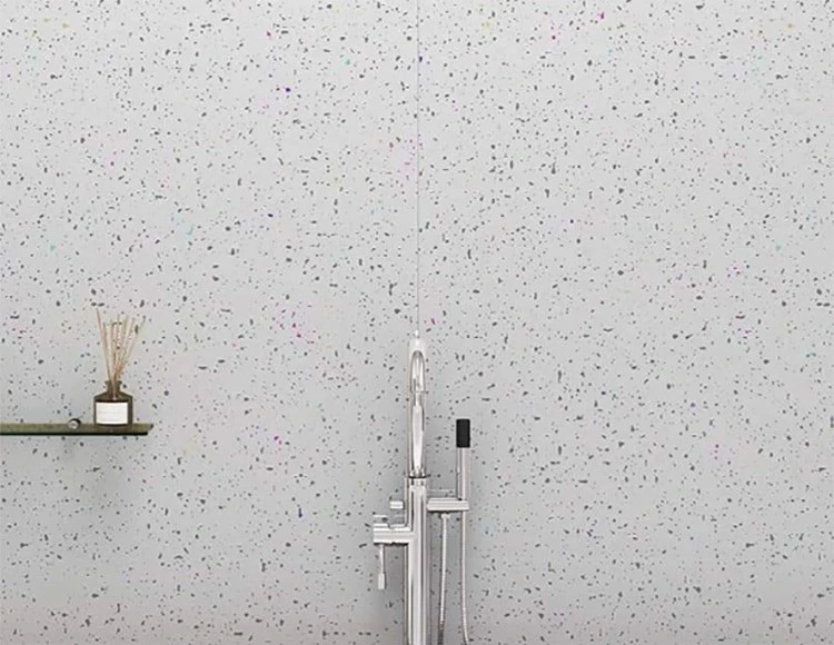 white sparkle wet wall bathroom